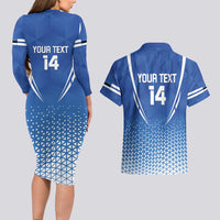 Custom Estonia Football Couples Matching Long Sleeve Bodycon Dress and Hawaiian Shirt Come One Kalevipojad