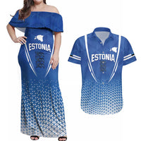 Custom Estonia Football Couples Matching Off Shoulder Maxi Dress and Hawaiian Shirt Come One Kalevipojad