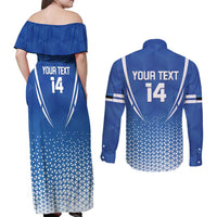 Custom Estonia Football Couples Matching Off Shoulder Maxi Dress and Long Sleeve Button Shirt Come One Kalevipojad