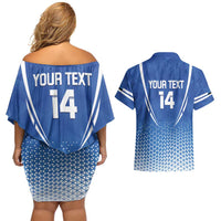 Custom Estonia Football Couples Matching Off Shoulder Short Dress and Hawaiian Shirt Come One Kalevipojad