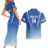 Custom Estonia Football Couples Matching Short Sleeve Bodycon Dress and Hawaiian Shirt Come One Kalevipojad