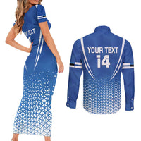 Custom Estonia Football Couples Matching Short Sleeve Bodycon Dress and Long Sleeve Button Shirt Come One Kalevipojad
