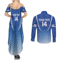Custom Estonia Football Couples Matching Summer Maxi Dress and Long Sleeve Button Shirt Come One Kalevipojad