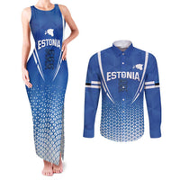 Custom Estonia Football Couples Matching Tank Maxi Dress and Long Sleeve Button Shirt Come One Kalevipojad