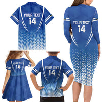 Custom Estonia Football Family Matching Long Sleeve Bodycon Dress and Hawaiian Shirt Come One Kalevipojad
