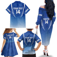 Custom Estonia Football Family Matching Off The Shoulder Long Sleeve Dress and Hawaiian Shirt Come One Kalevipojad
