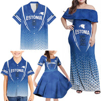 Custom Estonia Football Family Matching Off Shoulder Maxi Dress and Hawaiian Shirt Come One Kalevipojad