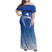 Custom Estonia Football Family Matching Off Shoulder Maxi Dress and Hawaiian Shirt Come One Kalevipojad