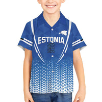 Custom Estonia Football Family Matching Off Shoulder Short Dress and Hawaiian Shirt Come One Kalevipojad