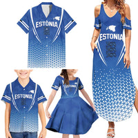 Custom Estonia Football Family Matching Summer Maxi Dress and Hawaiian Shirt Come One Kalevipojad