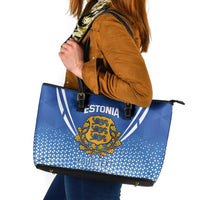 Custom Estonia Football Leather Tote Bag Come One Kalevipojad