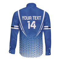 Custom Estonia Football Long Sleeve Button Shirt Come One Kalevipojad