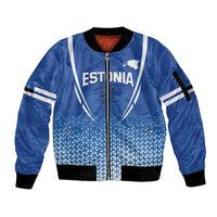 Custom Estonia Football Sleeve Zip Bomber Jacket Come One Kalevipojad