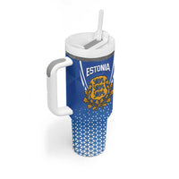 Custom Estonia Football Tumbler With Handle Come One Kalevipojad