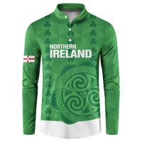 Custom Northern Ireland Button Sweatshirt Go Green and White Army