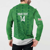 Custom Northern Ireland Button Sweatshirt Go Green and White Army