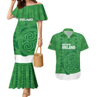 Custom Northern Ireland Couples Matching Mermaid Dress and Hawaiian Shirt Go Green and White Army