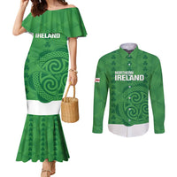 Custom Northern Ireland Couples Matching Mermaid Dress and Long Sleeve Button Shirt Go Green and White Army