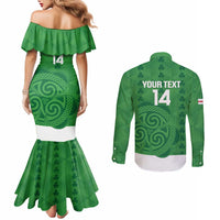 Custom Northern Ireland Couples Matching Mermaid Dress and Long Sleeve Button Shirt Go Green and White Army