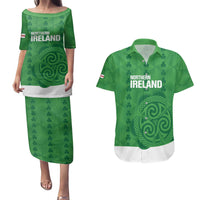 Custom Northern Ireland Couples Matching Puletasi and Hawaiian Shirt Go Green and White Army