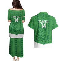 Custom Northern Ireland Couples Matching Puletasi and Hawaiian Shirt Go Green and White Army
