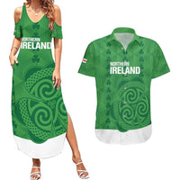 Custom Northern Ireland Couples Matching Summer Maxi Dress and Hawaiian Shirt Go Green and White Army