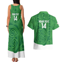 Custom Northern Ireland Couples Matching Tank Maxi Dress and Hawaiian Shirt Go Green and White Army