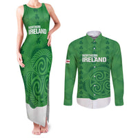Custom Northern Ireland Couples Matching Tank Maxi Dress and Long Sleeve Button Shirt Go Green and White Army