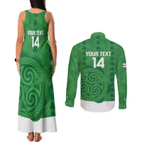 Custom Northern Ireland Couples Matching Tank Maxi Dress and Long Sleeve Button Shirt Go Green and White Army