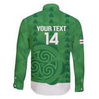 Custom Northern Ireland Family Matching Off The Shoulder Long Sleeve Dress and Hawaiian Shirt Go Green and White Army