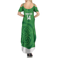 Custom Northern Ireland Family Matching Summer Maxi Dress and Hawaiian Shirt Go Green and White Army