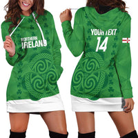 Custom Northern Ireland Hoodie Dress Go Green and White Army