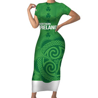 Custom Northern Ireland Short Sleeve Bodycon Dress Go Green and White Army