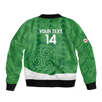 Custom Northern Ireland Sleeve Zip Bomber Jacket Go Green and White Army