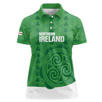 Custom Northern Ireland Women Polo Shirt Go Green and White Army