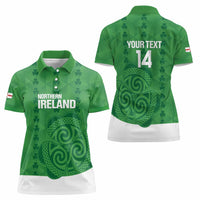 Custom Northern Ireland Women Polo Shirt Go Green and White Army
