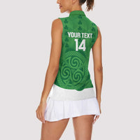 Custom Northern Ireland Women Sleeveless Polo Shirt Go Green and White Army
