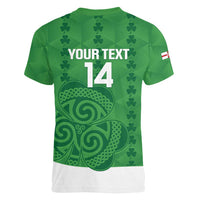 Custom Northern Ireland Women V-Neck T-Shirt Go Green and White Army