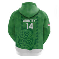 Custom Northern Ireland Zip Hoodie Go Green and White Army