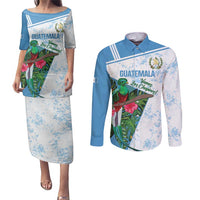 Custom Guatemala Football Couples Matching Puletasi and Long Sleeve Button Shirt Vamos Los Chapines! LT14