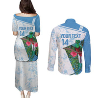 Custom Guatemala Football Couples Matching Puletasi and Long Sleeve Button Shirt Vamos Los Chapines! LT14