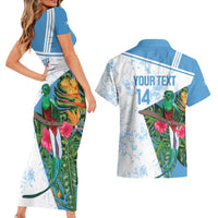 Custom Guatemala Football Couples Matching Short Sleeve Bodycon Dress and Hawaiian Shirt Vamos Los Chapines! LT14