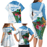 Custom Guatemala Football Family Matching Long Sleeve Bodycon Dress and Hawaiian Shirt Vamos Los Chapines! LT14