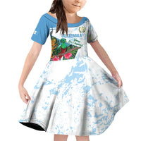 Custom Guatemala Football Family Matching Off Shoulder Short Dress and Hawaiian Shirt Vamos Los Chapines! LT14