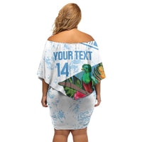 Custom Guatemala Football Family Matching Off Shoulder Short Dress and Hawaiian Shirt Vamos Los Chapines! LT14