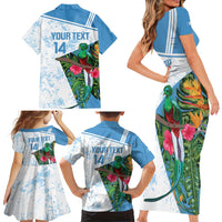 Custom Guatemala Football Family Matching Short Sleeve Bodycon Dress and Hawaiian Shirt Vamos Los Chapines! LT14