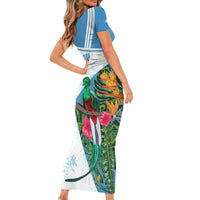 Custom Guatemala Football Family Matching Short Sleeve Bodycon Dress and Hawaiian Shirt Vamos Los Chapines! LT14