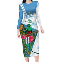 Custom Guatemala Football Long Sleeve Bodycon Dress Vamos Los Chapines! LT14