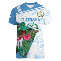 Custom Guatemala Football Women V-Neck T-Shirt Vamos Los Chapines! LT14