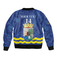 Custom Curacao Football Bomber Jacket La Familia Azul